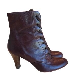 Marc Jacobs Brown Leather Lace Up Ankle Boots Heels 9M Made in Italy